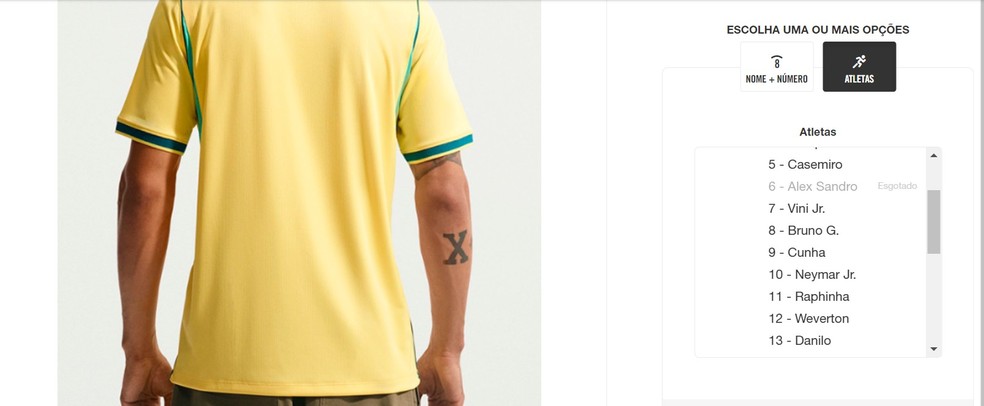 Personalização oficial da Nike com 'Neymar Jr.' com ponto final