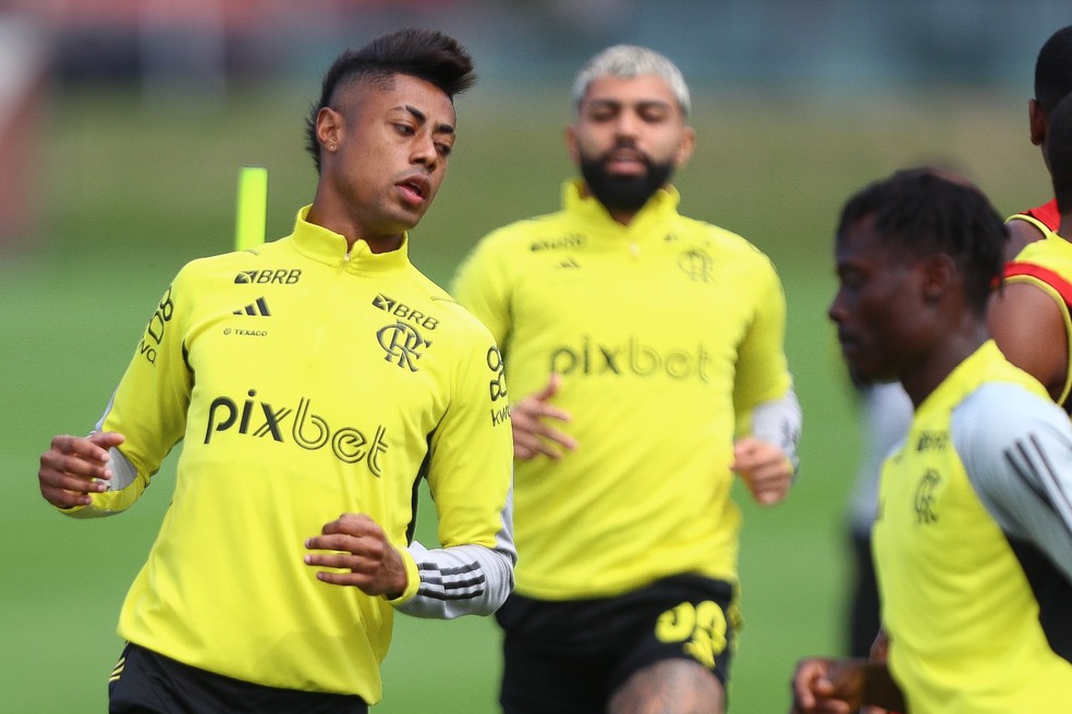 Shola treina no profissional do Flamengo ao lado de Bruno Henrique e Gabigol — Foto: Divulgação