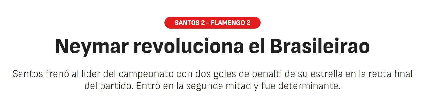 Jornal espanhol exalta Neymar contra o Flamengo: “Revoluciona o Brasileirão”