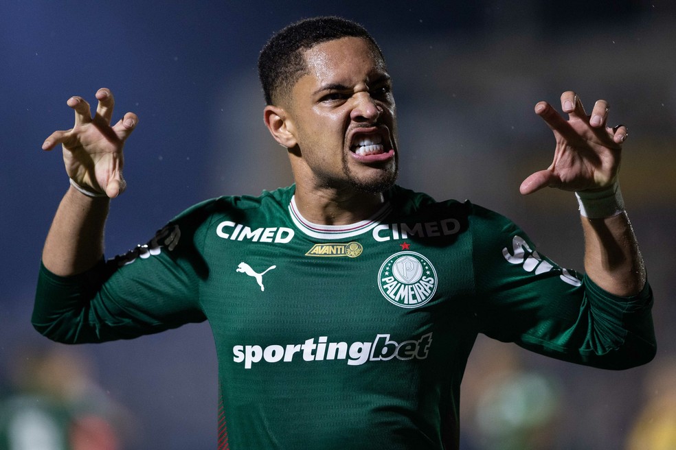 Gol de Vitor Roque em Novorizontino x Palmeiras — Foto: Joisel Amaral/AGIF