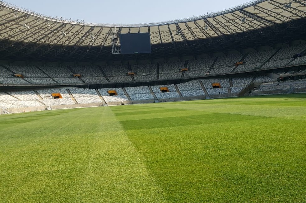Veja imagens do gramado e do palco no Mineirão em jogo de Cruzeiro x Grêmio