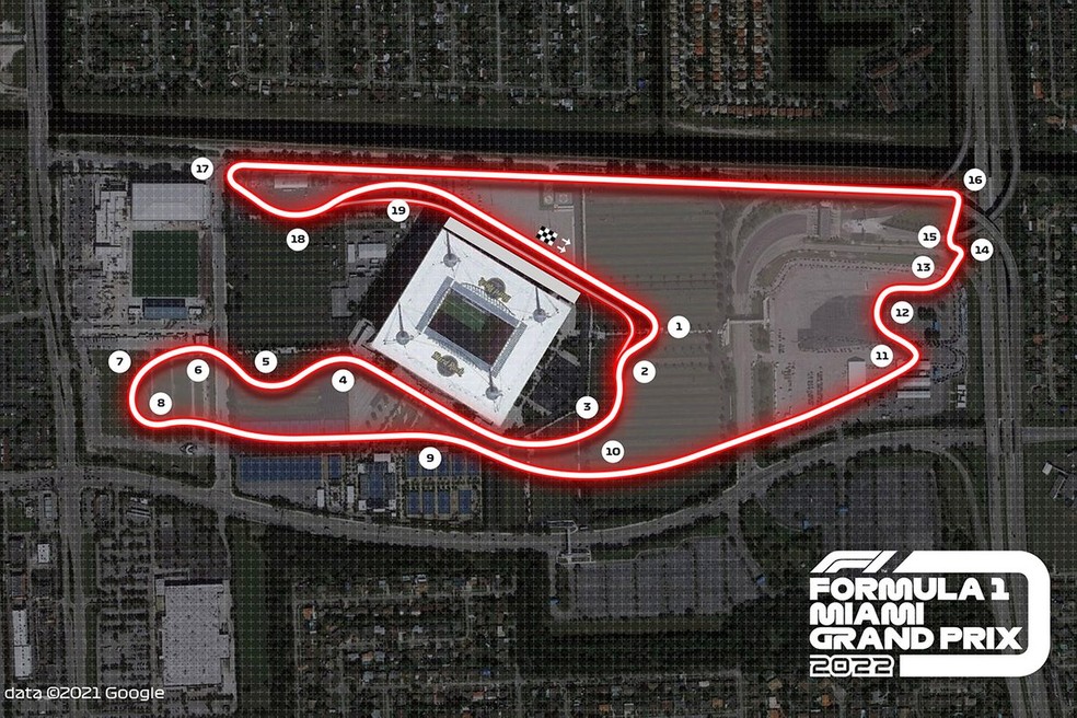 Traçado oficial do GP de Miami da F1 2022 — Foto: F1