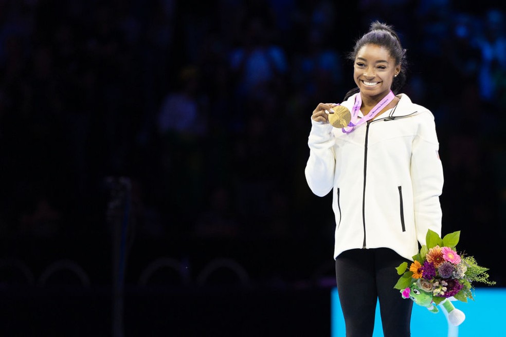 Simone Biles Mundial de 2023 ginástica artística — Foto: Tim Clayton/Corbis via Getty Images