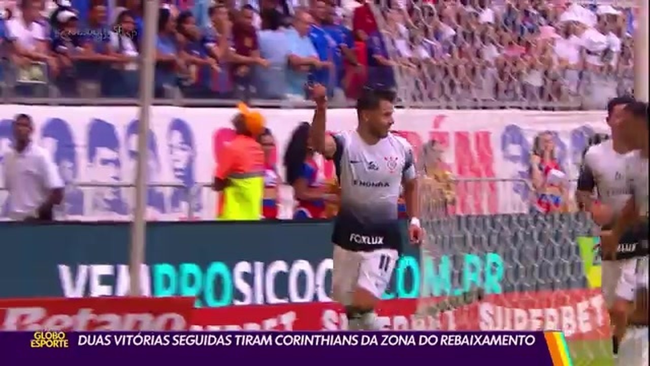 Corinthians vence Bahia e sai da zona do rebaixamento