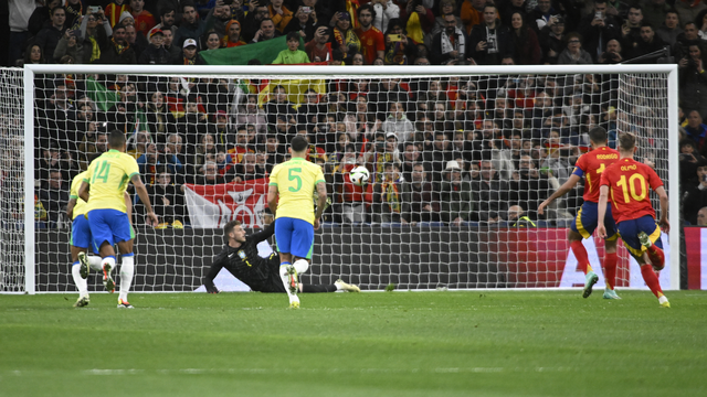 Gol de Rodri da Espanha contra o Brasil, de pênalti