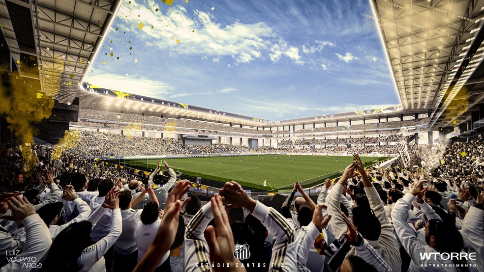 Imagem mostra novo estádio do Santos — Foto: Divulgação