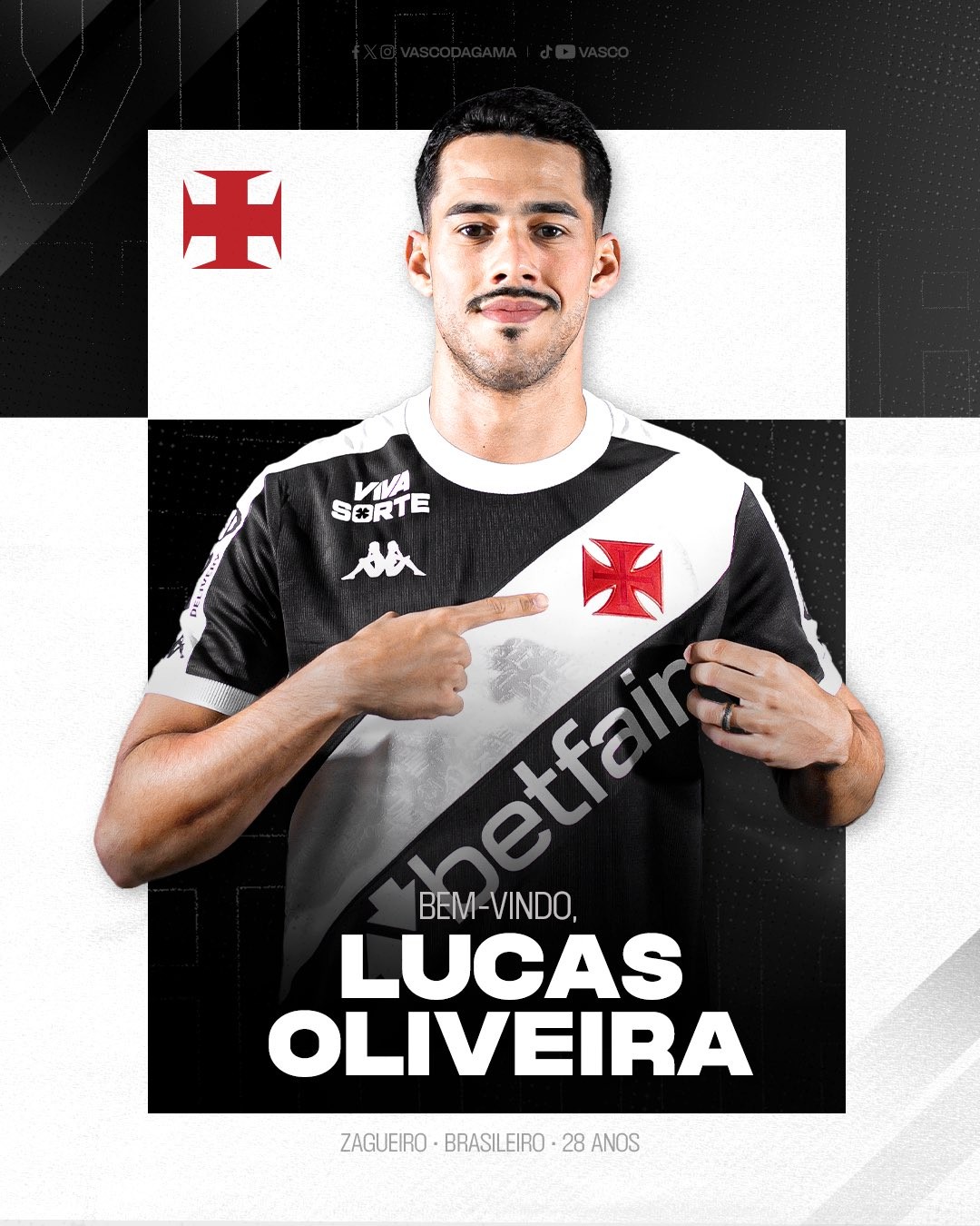 Vasco anuncia a contratação do zagueiro Lucas Oliveira