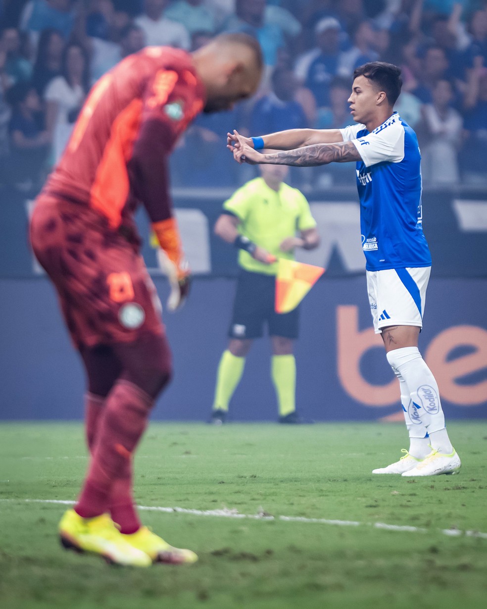 Kaio Jorge comemora gol do Cruzeiro contra o Palmeiras — Foto: Gustavo Aleixo/Cruzeiro