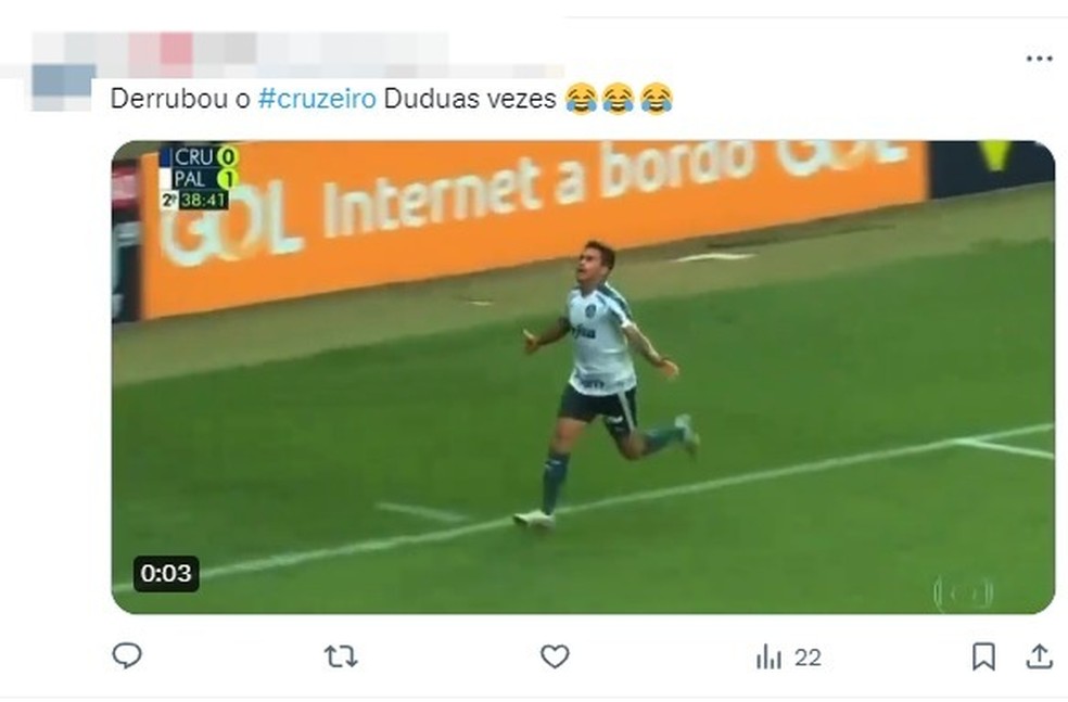 Meme com negociação do Dudu melando com Cruzeiro — Foto: Reprodução / redes sociais