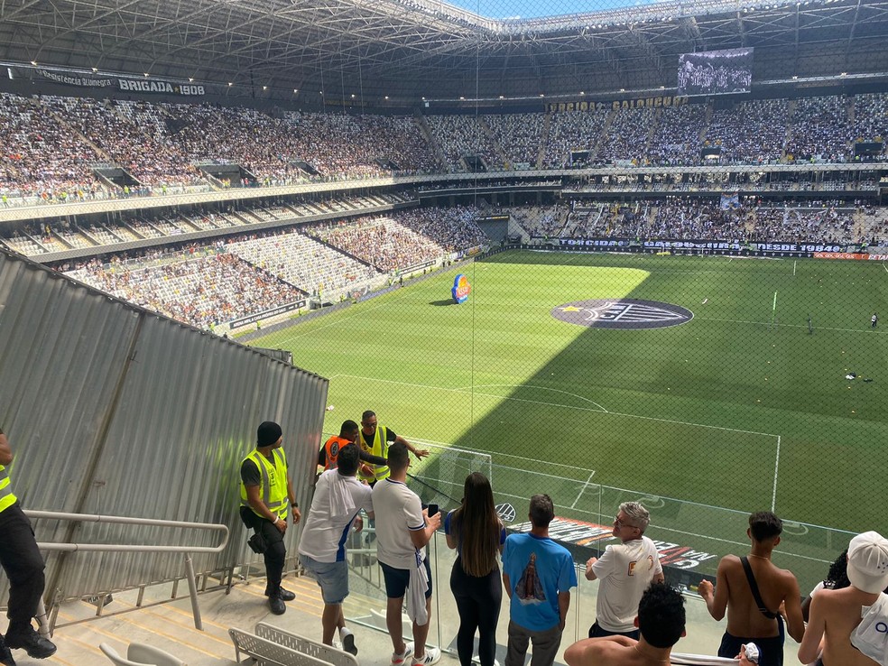 Visibilidade da torcida do Cruzeiro na Arena MRV — Foto: Guilherme Macedo