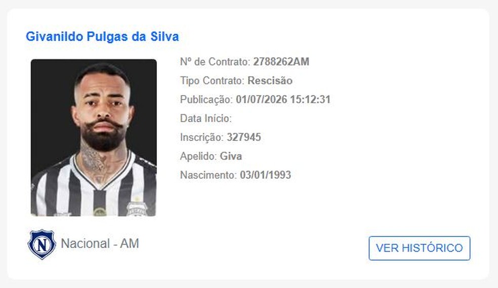 Giva no Nacional-AM durante atuação recente