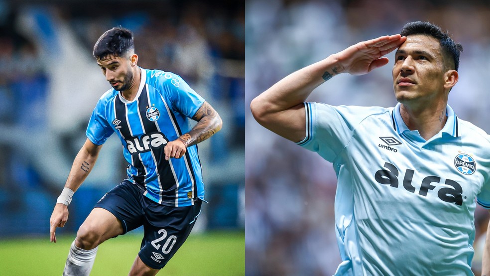 Villasanti e Balbuena em ação pelo Grêmio — Foto: Reprodução