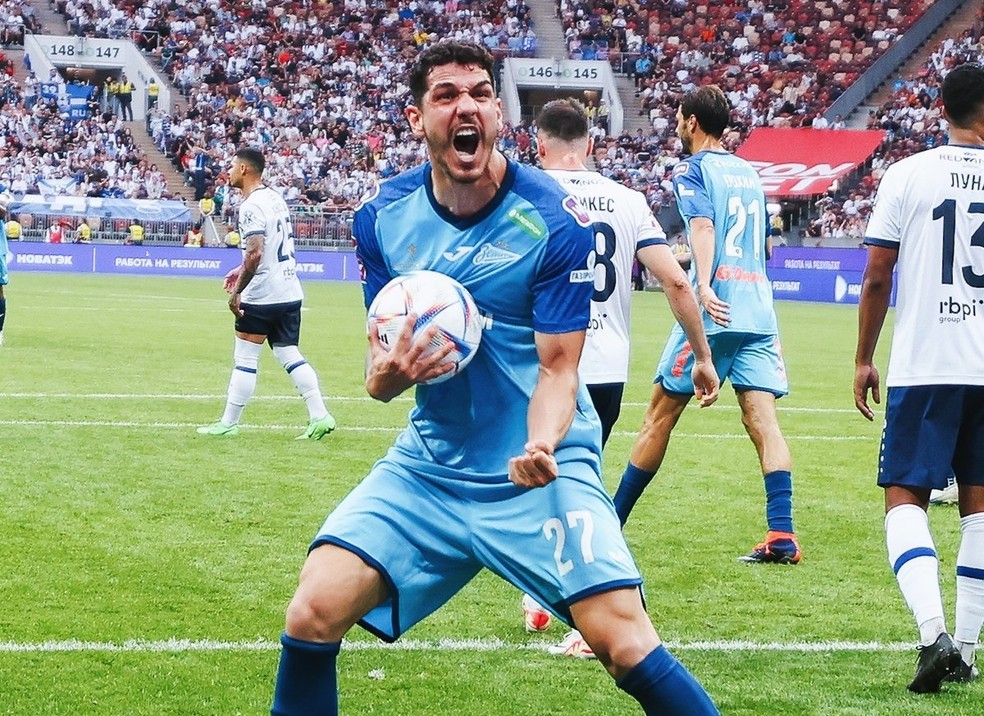 Zagueiro Nino comemora gol no título do Zenit na Copa da Rússia — Foto: Divulgação/Zenit