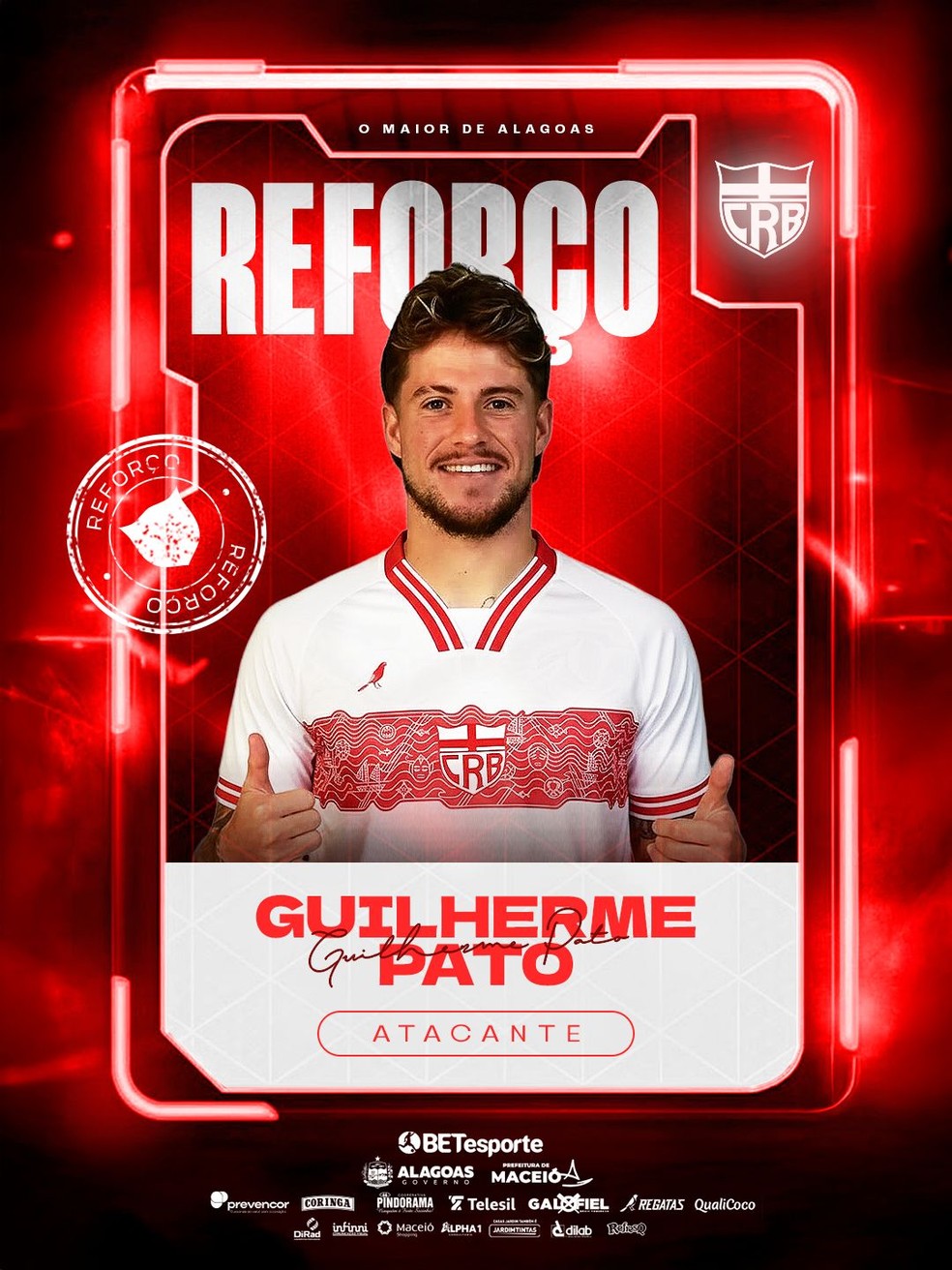 Guilherme Pato, novo atacante do CRB — Foto: ASCOM CRB