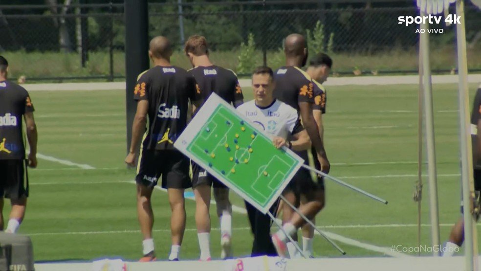 Painel t&aacute;tico da Sele&ccedil;&atilde;o em treino desta quarta-feira &mdash; Foto: Leandro Pacheco/Sportv
