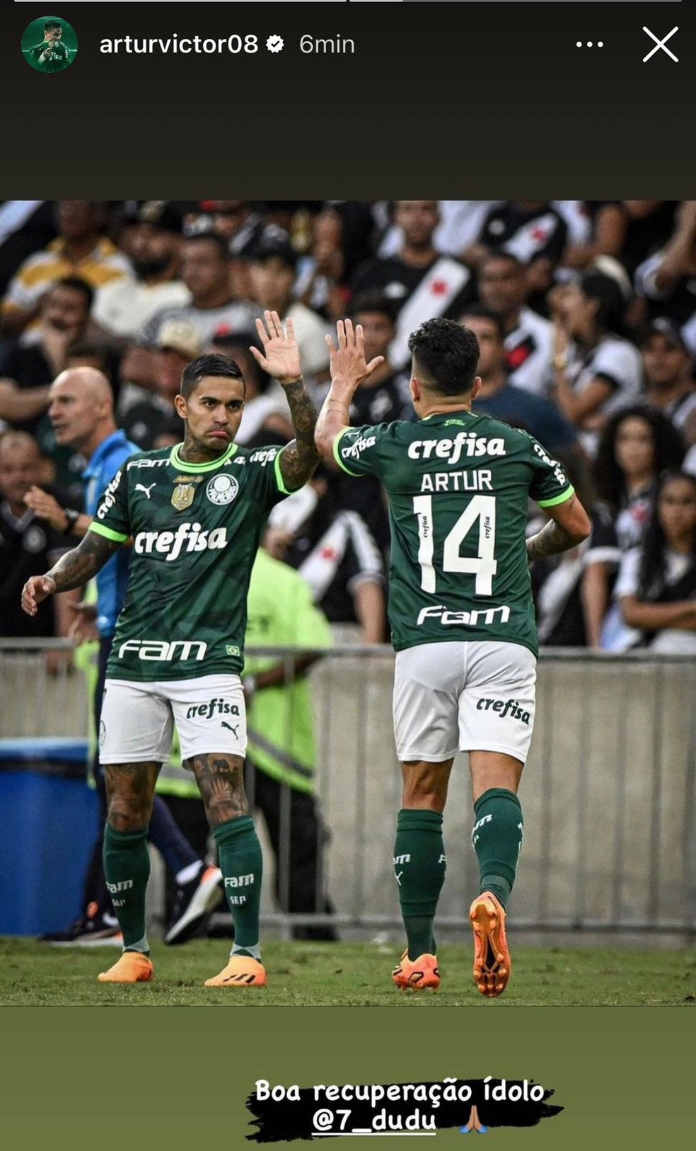 Artur manda mensagem de apoio a Dudu — Foto: Reprodução/Instragram