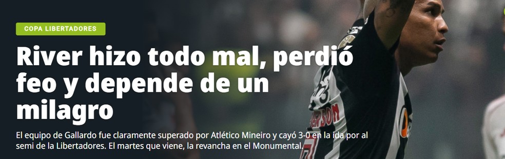 Atlético-MG destaque na imprensa argentina