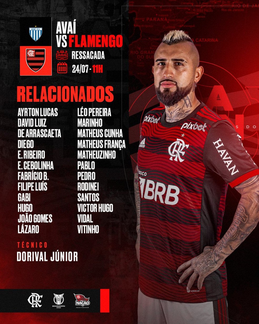 Vidal receberá 13,89% do salário do Flamengo em ida para o Athletico-PR