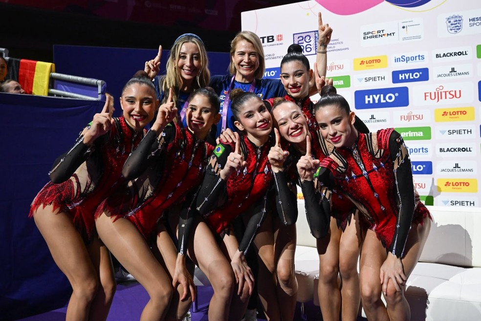 Conjunto do Brasil é bronze no Mundial de ginástica rítmica — Foto: MeloGym/CBG
