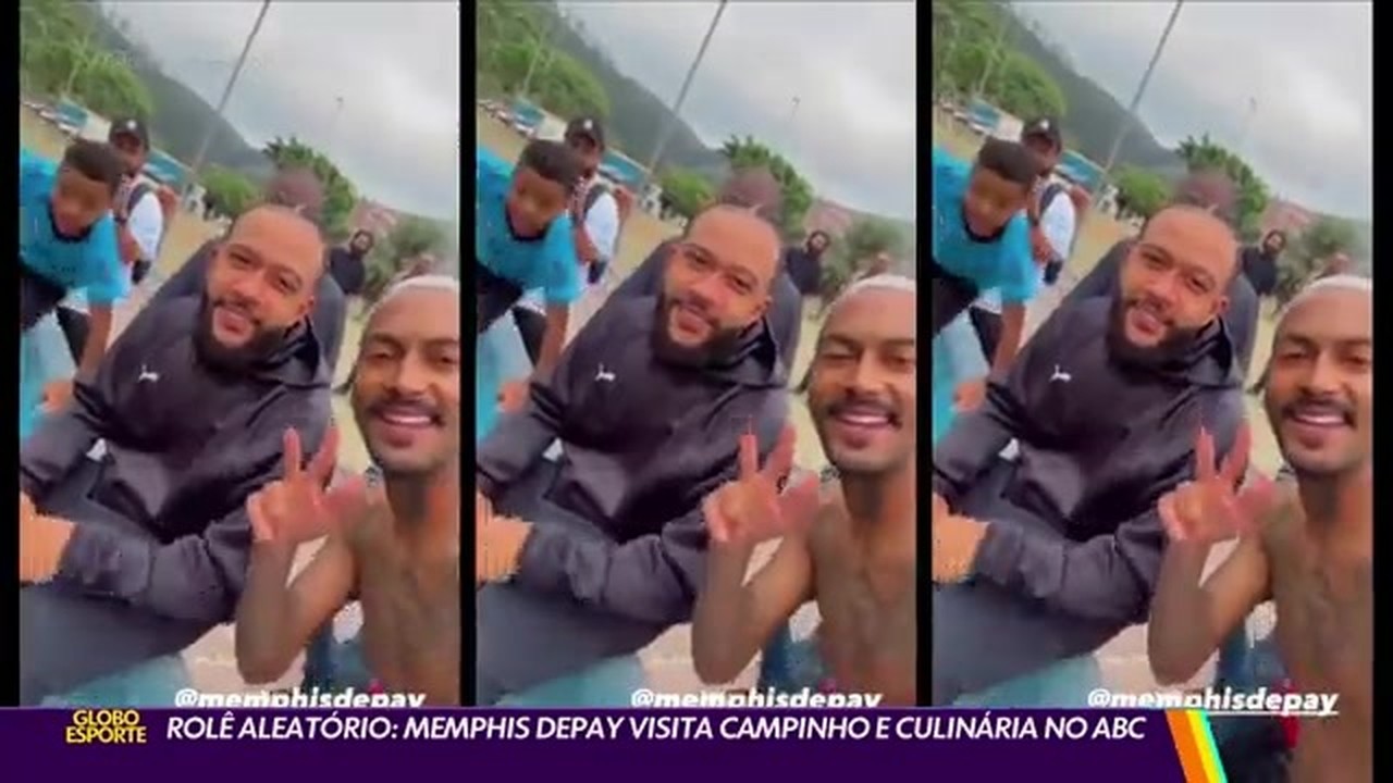 Rolê aleatório: Memphis Depay visita campinho e culinária no ABC