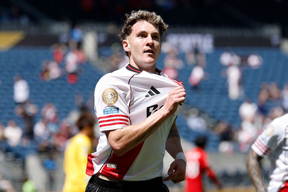 Facundo Colidio comemora gol do River Plate contra o Urawa Reds — Foto: Alika Jenner - FIFA/FIFA via Getty Images