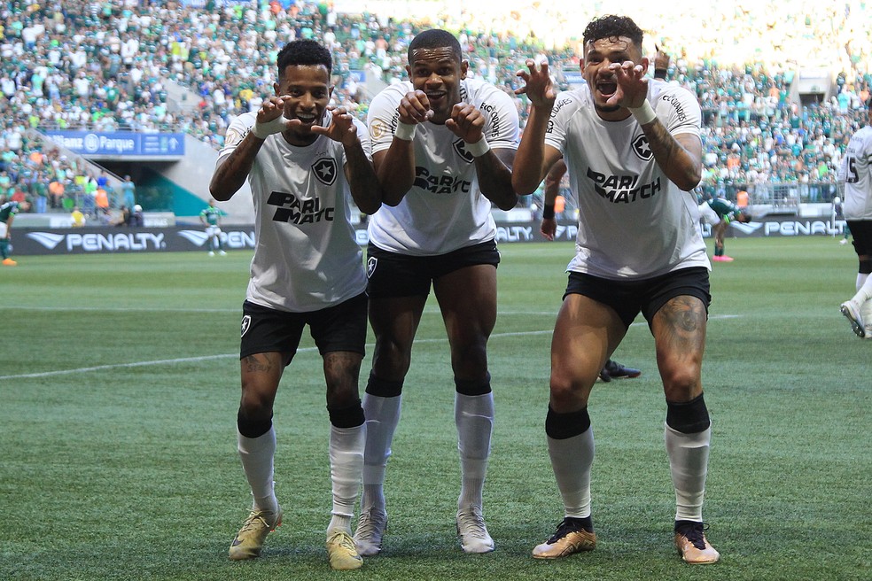 Botafogo comemora gol da vitória sobre o Palmeiras no Allianz Parque — Foto: Vítor Silva/Botafogo