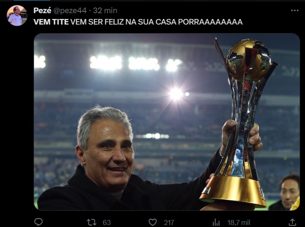 Vem, Tite: torcida do Corinthians bomba as redes sociais pedindo retorno  do técnico; veja reações, corinthians