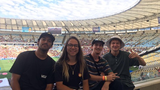 Skatistas vão ao Maracanã e vibram com Fla x Santos: "Emocionado por viver isso"