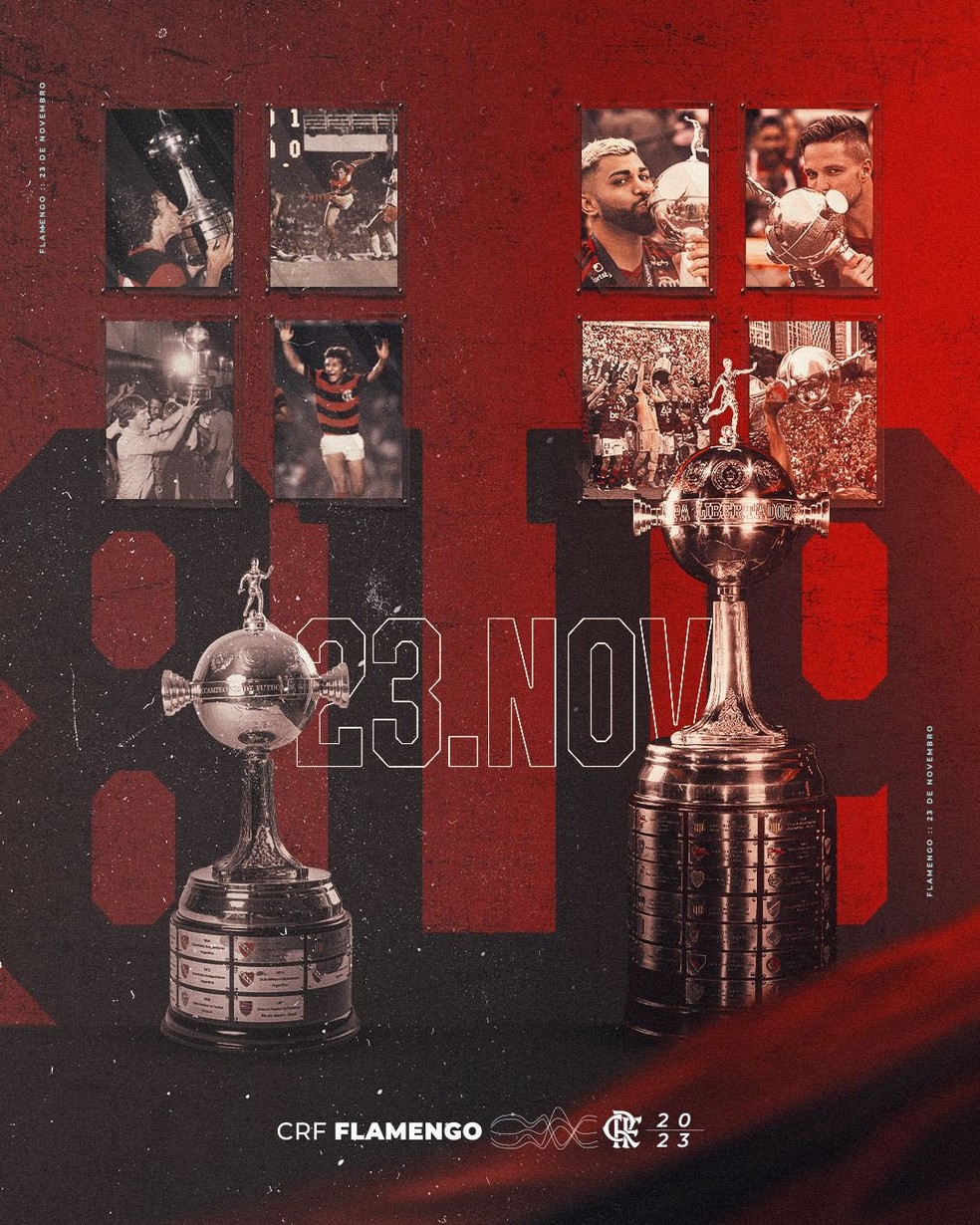 Flamengo relembra títulos da Libertadores — Foto: Reprodução