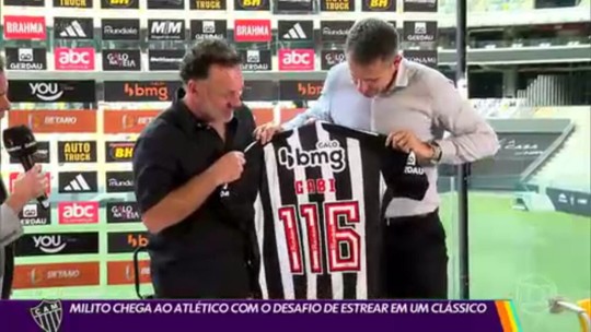 Milito chega ao Atlético com desafio de estrear no clássico em final - Programa: Globo Esporte MG 