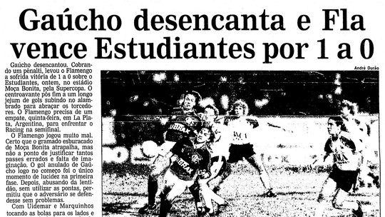 Você sabia? Última vitória do Flamengo sobre o Estudiantes teve público de mil pessoas e confusão em Bangu - Foto: (Acervo O Globo)