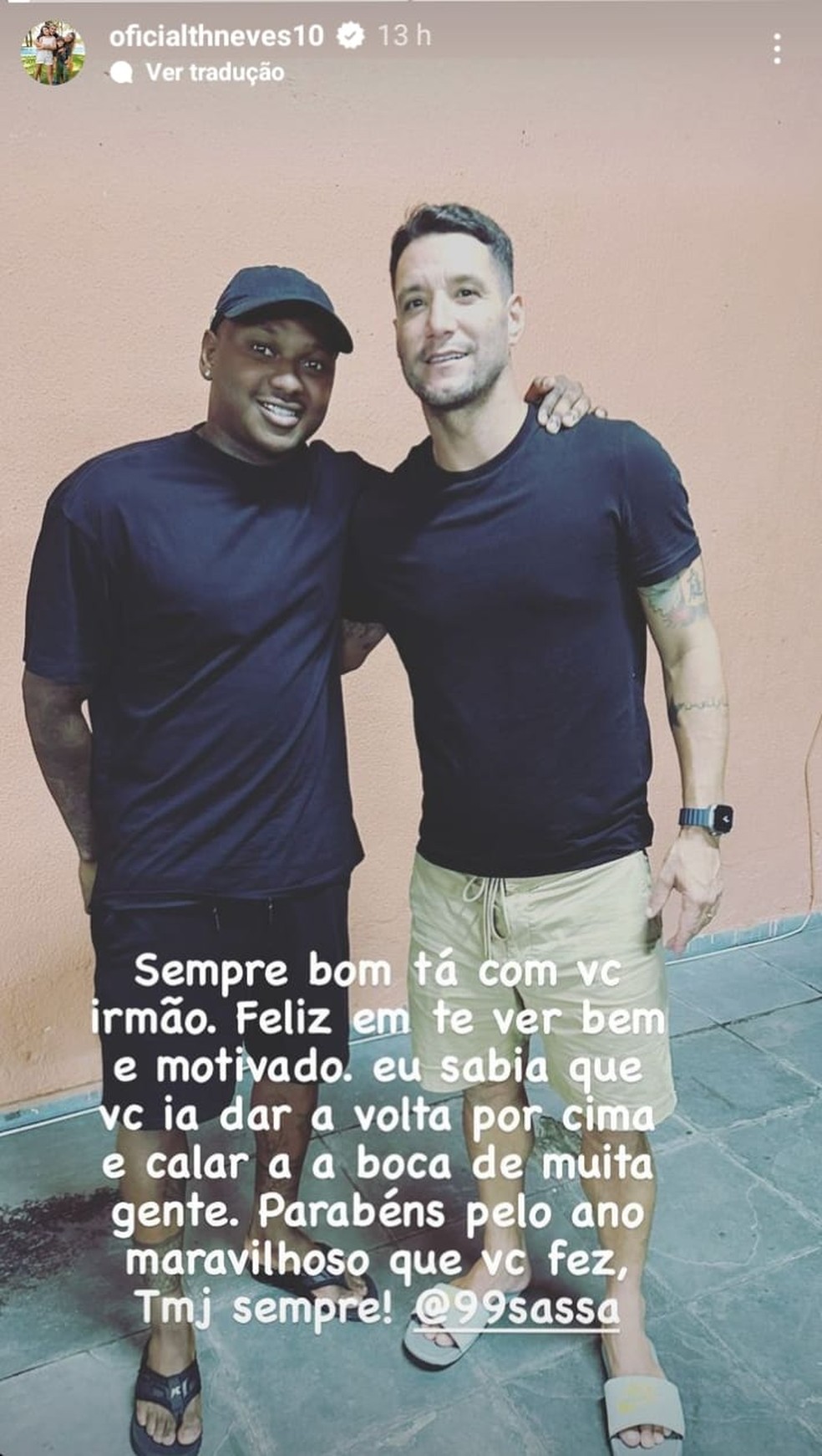 Thiago Neves elogiou a grande temporada de Sass&aacute; nas redes sociais &mdash; Foto: Arquivo pessoal