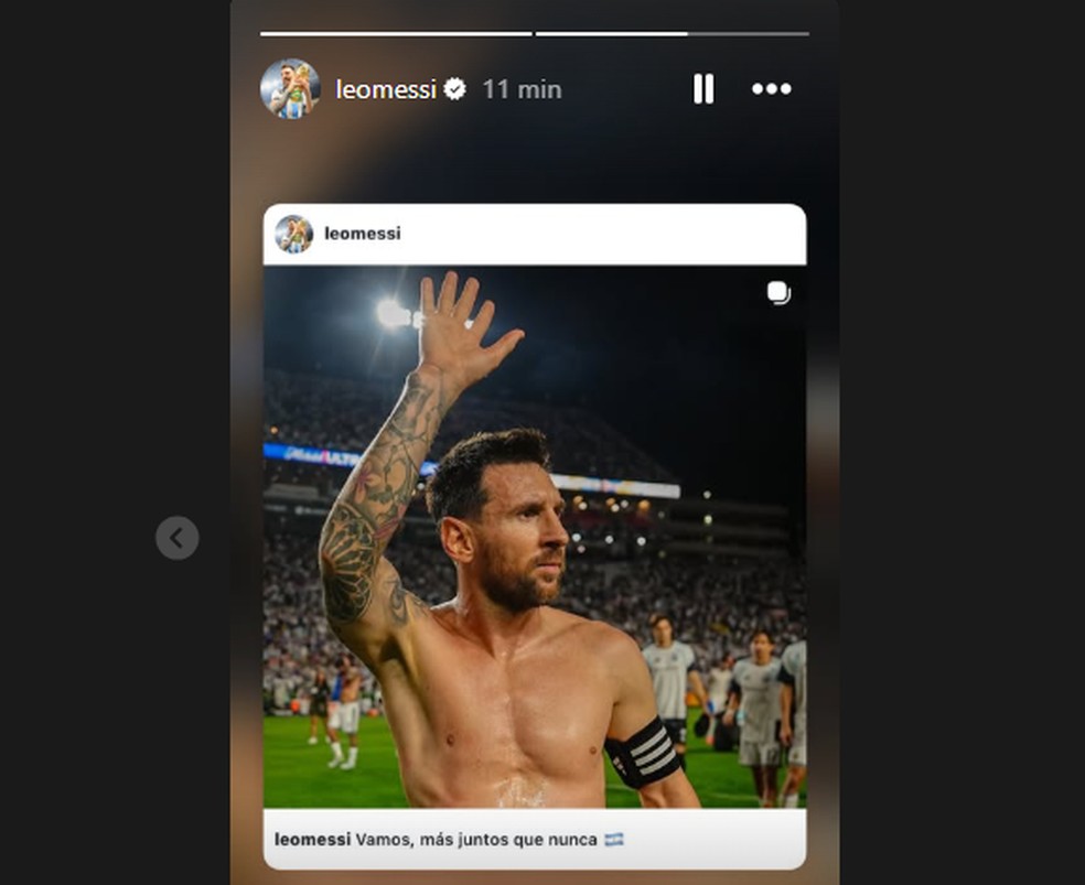 Messi manda mensagem: 