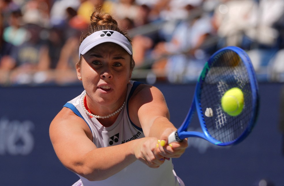 Linda Noskova x Aryna Sabalenka no US Open — Foto: Robert Deutsch/IMAGN IMAGES via Reuters