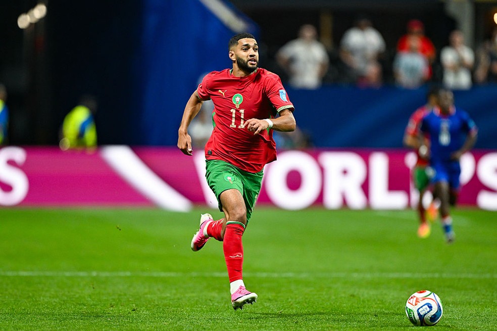 Ismael Saibari em partida do Marrocos na Copa do Mundo