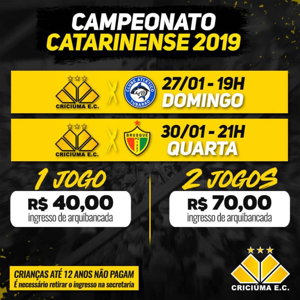 Criciúma lança promoção de ingressos para jogos seguidos em casa criciúma ge