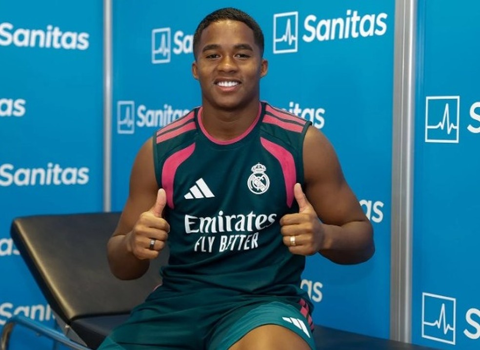 Endrick se reapresenta ao Real Madrid e inicia trabalhos com Mourinho — Foto: Real Madrid