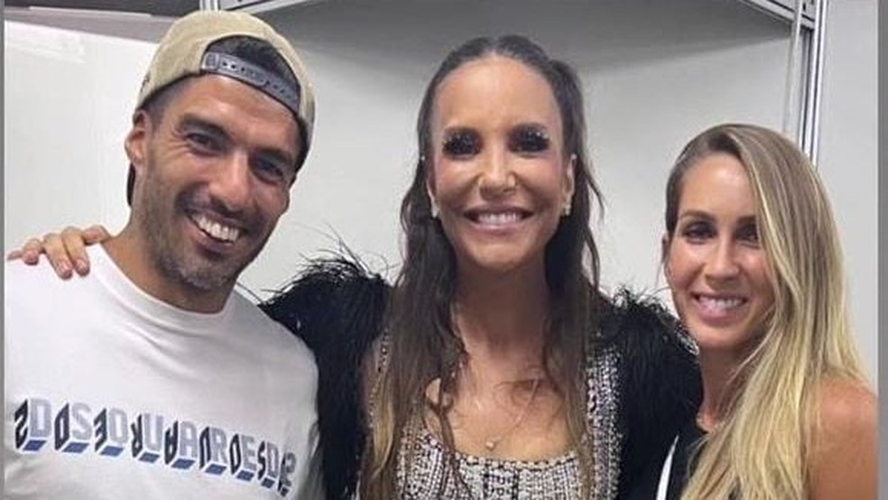 Suárez, Ivete Sangalo e Sofi, esposa do ex-jogador do Grêmio — Foto: Arquivo Pessoal