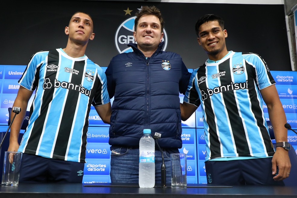 Miguel Monsalve e Matías Arezo são alguns dos reforços do Grêmio — Foto: Rodrigo Fatturi / Grêmio FBPA