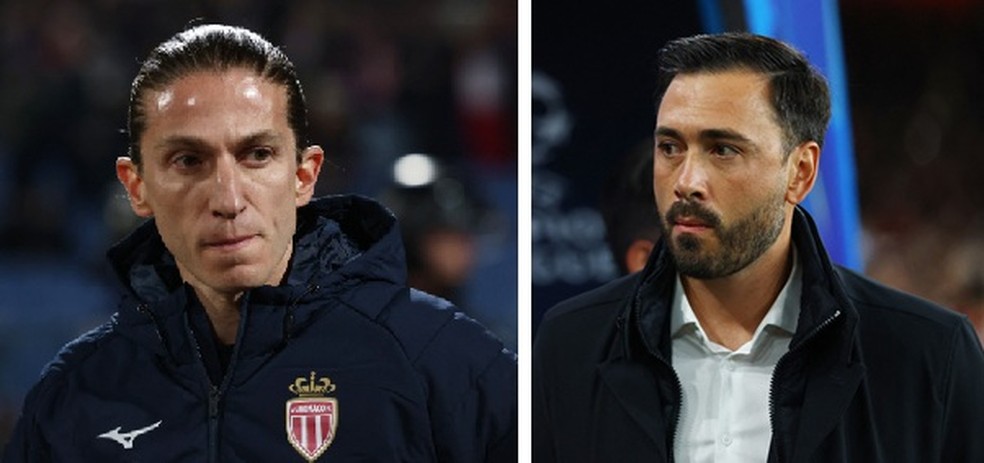 Filipe Luís, técnico do Monaco, e Davide Ancelotti, técnico do Lille — Foto: Fotos: Reuters