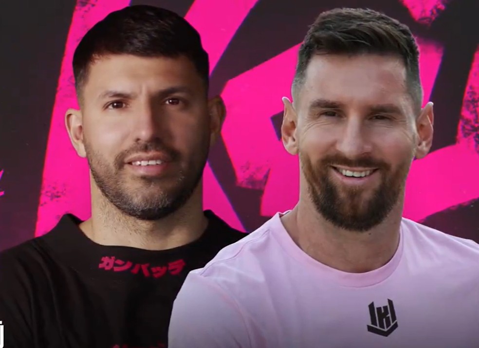 Agüero (esq.) e Messi, donos da KRÜ Esports — Foto: Reprodução