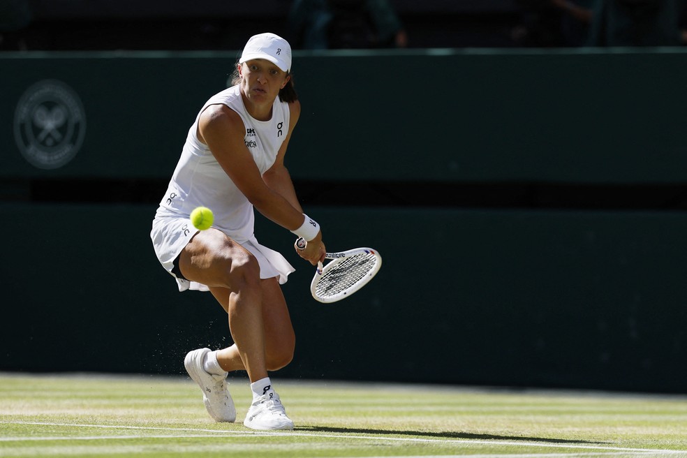 Iga  Swiatek na decisão de Wimbledon 2025 — Foto: REUTERS/Stephanie Lecocq