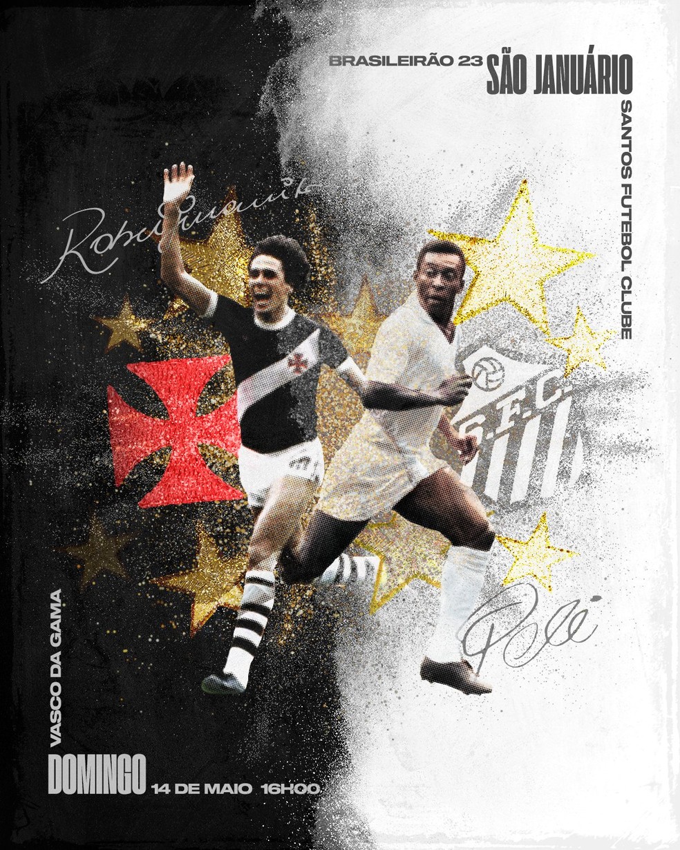 Vasco e Santos homenageiam Roberto Dinamite e Pel&eacute; &mdash; Foto: Reprodu&ccedil;&atilde;o