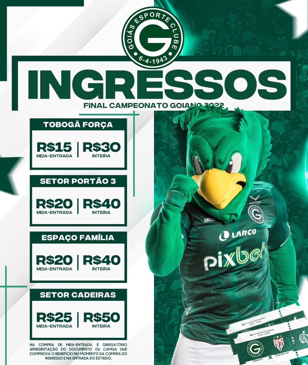 Goiás inicia venda de ingressos para jogo contra o Atlético Mineiro pelo  Brasileirão - Sagres Online