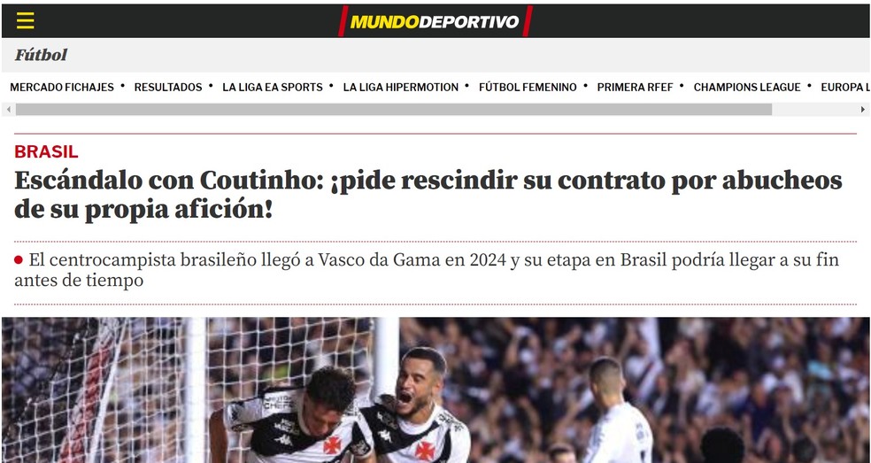 Repercussão da saída de Coutinho do Vasco — Foto: Reprodução