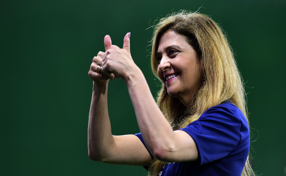 Leila Pereira em Palmeiras x América-MG no Allianz Parque — Foto: Marcos Ribolli