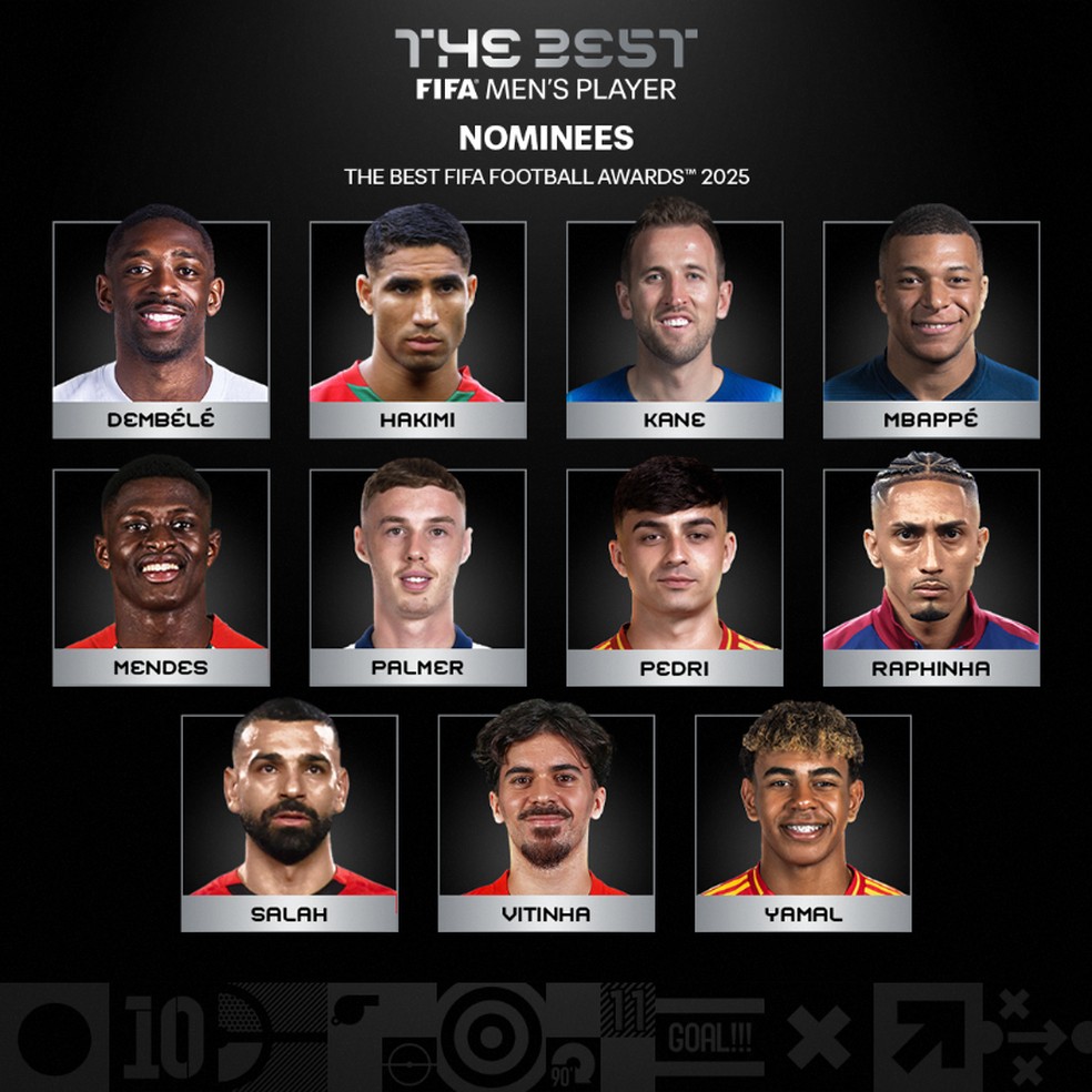 Fifa anuncia os 11 indicados ao prêmio de melhor jogador no The Best 2025 - Divulgação/Fifa