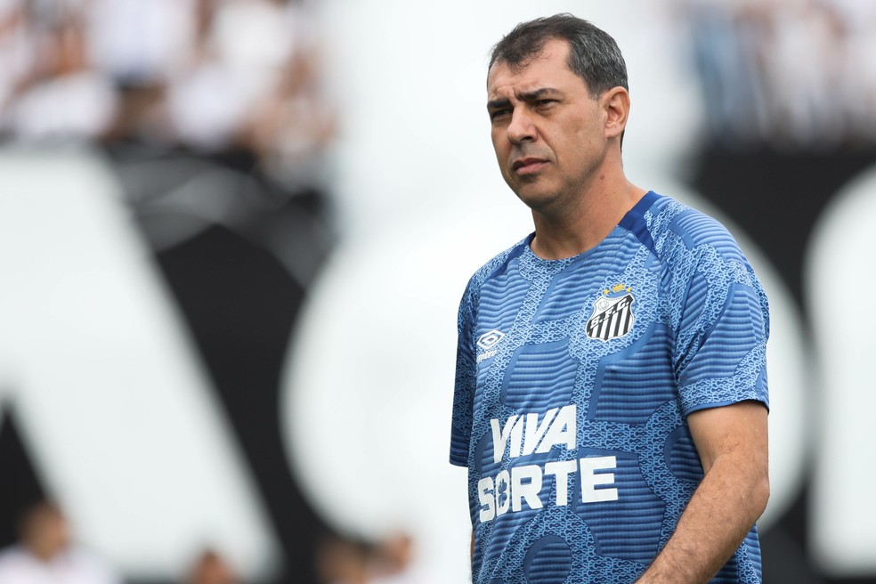 Fábio Carille, técnico do Santos, no jogo contra o CRB — Foto: Reinaldo Campos/AGIF