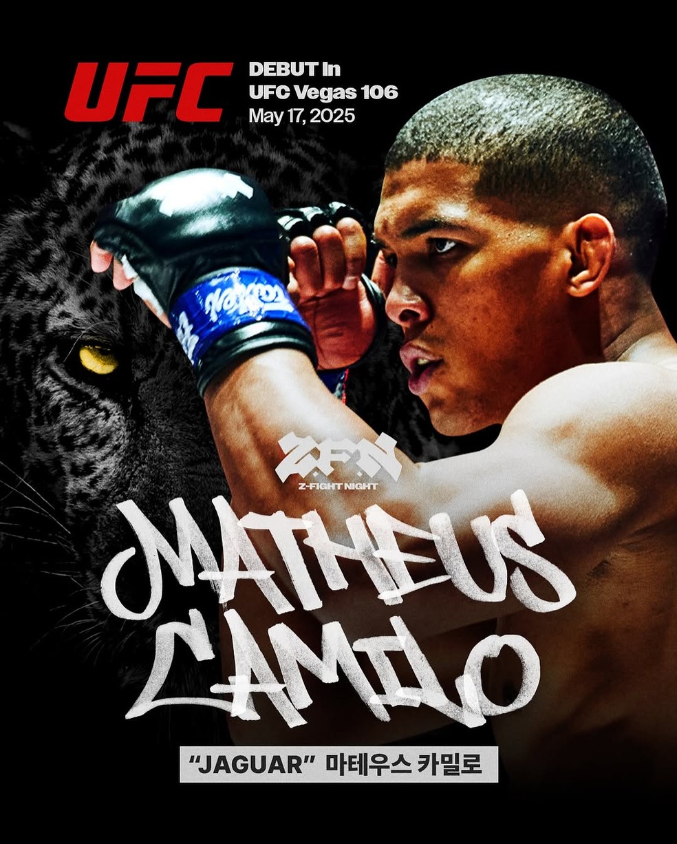 Matheus Camilo tem estreia e rival definido no UFC — Foto: Reprodução/Instagram Z-Fight Night