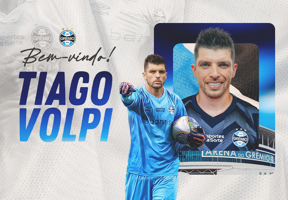 Tiago Volpi é o novo goleiro do Grêmio — Foto: Reprodução, Grêmio